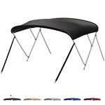 KEMIMOTO 3 Bow 4 Bow Bimini Tops for Boats, Bimini Top Cover with Rear Support Poles Fits 54"-60"/61"-66"/67"-72"/73"-78" /79"-84"/ Width V-Hull Fishing Ski Boat Bass Boats Pontoon Boat, Jon Boat