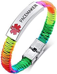 Vnox Gioielli di Emergenza per Avvisi Medici Personalizza Bracciale Rigido con Polsini in Nylon Intrecciato per Uomo Donna