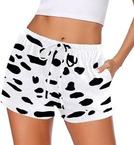 Ekouaer Women Pajama Shorts Comfy Lounge Bottom with Pockets Stretch Black Sleepwear Drawstring Pj Bottoms Sleep Shorts Small