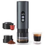 AMZCHEF Portable-Coffee-Maker-Travel, 2-IN-1 Camping Coffee Maker, Portable Espresso Machine 20 Bar, Self-Heating, USB-C, LCD Display, with Ground Coffee & NS Capsule for RV, Hiking, Office