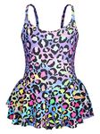 Jurebecia Girls Bathing Suits Bikini Sets for Girls Swimming Costume One Piece Swimsuits Hawaiian Girls Swimwear Bathing Suit Beach Holiday Leopard 7-8 Years