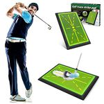 Golf Hitting Mat Training Aid Equipment Shows Swing Path Golf Accessories Practice Mat Improve Golf Game Indoor Outdoor (L(17.3"×12"))