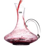 BINZO Wine Decanter with Handle, 1.5 Litre, 1500 ml, Red Wine Carafe,Wine Aerator, Wine Gift, Glass Decanter Wine, Pack of 1