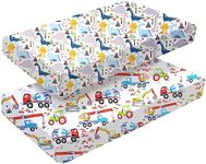 2 Pack Fitted Cot Bed Sheets 140 x 70cm for Girl Boys | Baby Bed Sheets | Easy Care Soft Cotton and Dureable, Unique Car & Dinosaur Pattern Baby Crib Mattress