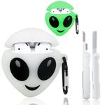 Compatible with AirPods Case Cover with Cleaner Kit, Luminous 3D Alien Case for AirPods 2nd/1st Generation, Cute Funny Anime Soft Silicone Shell Protective AirPods 2/1 Case for Women Men Girls Boys