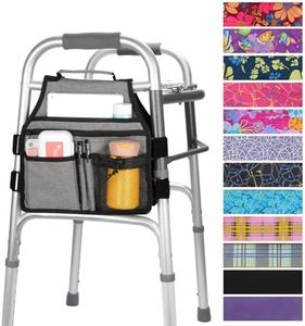 supregear Side Walker Bag, Walker Accessories Bag w/Cup Holder, Folding Walker Basket Waterproof Walker Organizer Caddy Pouch for Most Walker with Side Bar for Seniors, Elderly, Double Sided