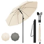WOLTU Garden Parasol, Garden Umbrella with Tilt Function and Adjustable Height, Sunshade Umbrella for Balcony/Garden/Terrace/Beach/Market, 180gsm UV Resistant Fabric, Round 1.95m Beige