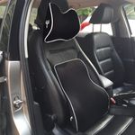 Grin Health Orthopedic Car Backrest Pillow with Neck Pillow Combo Pack | Back Pain & Neck Pain Relief | Neck & Lumbar Back Support Cushion for Comfortable Driving for Car, Office (Large Curve, Black)