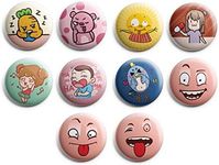 Funny Faces Pinback Button Pins (10 Pack) - Large 2.25" Boys and Girls Cute Designs Pins Badge