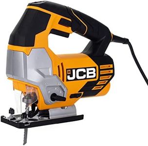 JCB - 240V (Wired) Jigsaw - 800W Corded Jigsaw - Electric Jigsaw with 4 Pendulum Settings, Electric Hand Saw for Metal and Woodworking - Tool Free Blade Change, Variable Speed, Built in Dust Blower