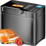 2.2LB Bread Maker, 17-in-1 Automatic Bread Machine Dual Heater Bakery-Style, Smart Touch Panel Beginner-Friendly, Healthy Ceramic Pan, Nut Dispenser, 15H Timer, gluten free, Dough Maker, Jam, Yogurt
