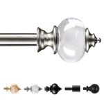 Deconovo Silver Curtain Rods for Windows 66 to 120 Inches, Adjustable Decorative Single Window Curtain Rod Set Curtain Rods 3/4 Inch Diameter Steel Tube with Resin Finish