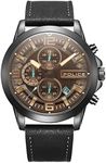 Police Flow Mens Chronograph Watch with Black Dial and Black Leather Strap, 47mm Stainless Steel Case in Branded Watch Box PEWJC2194601-2 Year Warranty