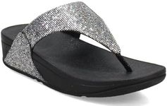 Fitflop Women's LULU Glitterball Toe-Post Sandals, Silver, 4 UK