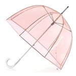 totes Clear Bubble Umbrella with Dome Canopy, Lightweight Design, Wind and Rain Protection, Sunset Pink, Adults - 51" Canopy, Clear Bubble Umbrella with Dome Canopy, Lightweight Design, Wind and Rain