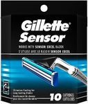 Gillette Sensor Men's Razor Blade Refill Catridges, 10 Count