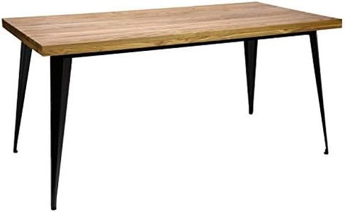 Vaukura Mesa Oliix - Mesa de Comedor Industrial 160x80 con Tablero de Madera de 5cm (Negro)