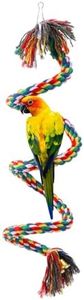 TogyGooty 79'' Bird Perch,Bird Rope Perch & Birds Swing Set,Bird perches for cage,Rope Perch for Conures,Parrots,Cockatiel,Lovebird,Budgerigar,Parakeet perches for cage