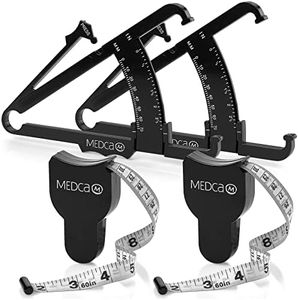 Body Tape Measure and Skinfold Caliper for Body Set - (Pack of 2) - Skin Fold Body Fat Analyzer and BMI Measurement Tool by MEDca