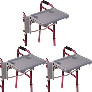 DMI Walker Tray, Rollator Tray, Mobility and Walker Accessory Tray Table Fits Most Standard Walkers, Folding with Two Cup Holders and Tool Free Assembly, 16 x 11.8 (Pack of 3)