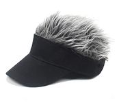 ZEGOO Adult Novelty Sun Visor Cap with Spiked Hairs Wig Peaked Adjustable Baseball Hat Fake Hair