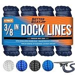 Dock Lines Boat Ropes for Docking 3/8" Line Double Braided Mooring Marine Rope 15FT Nylon Rope Boat Dock Line for Docking Ropes for Boats with Loop Boating Rope Braided 15' Feet Ties Navy Blue 4 Pack