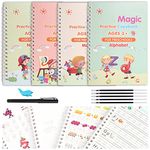 Magic Practice Copybook for kids, 4 Pack Calligraphy Set with Handwriting Pens for Beginners, Children Tracing Workbook for Drawing,Math,Numbers,English Alphabet