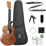 TOM 26” Tenor Ukulele – Solid Top Mahogany Includes Quick Locking Strap, Professional Ukelele for Kid & Adult, Deep Tone with D’Addario Strings, Full Ukulele Beginner Kit Includes Gig Bag (AM5-T)