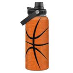 SANDJEST Basketball Water Bottle 32oz Stainless Steel Insulated Bottles for Men Women Sports Lovers Fan Players Coach - Basketball Gifts for Birthday Christmas