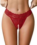 Avidlove Sexy Floral Lace Briefs Bikinis Panties for Women Naughty Lace Underwear Cheeky Briefs Wine Red X-Large