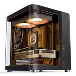 JONSBO TK-1 Black Micro ATX Mini Tower Computer CASE, Hyperboloid Glass Design, Separated Cabinet Structure, Al Alloy Shell Matx Desktop PC Case, Support ATX Power supply/240 AIO, Black