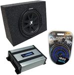 Harmony Audio Kicker Bundle Compatible with Universal Regular Standard Cab Truck C10 Comp Single 10" Loaded Sub Box Enclosure with Harmony HA-A400.1 Amplifier