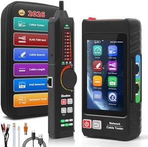 Multifunction RJ45 Network Caber Tester, 4" IPS Touch Screen UTP Cable Tester,Rechargeable Ethernet Cable Tracer,Support Network Tools, POE++ Detect,Cable Length Meter,RJ45 TDR Test, NCV,PD Power,FTP