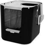 Modkat® XL Litter Box, Top or Front-Entry Configurable, Full Height Seamless Base, Reusable Litter Liners, Sifting Litter Scoop, 2X Bamboo Charcoal Filters - Black