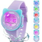 Kids Digital Watches for Girls Boys, 7 Color Lights Waterproof Watches for Kids with Alarm Stopwatch, Cute Cat Watch, Kids Present for Girls Boys Ages 5-13