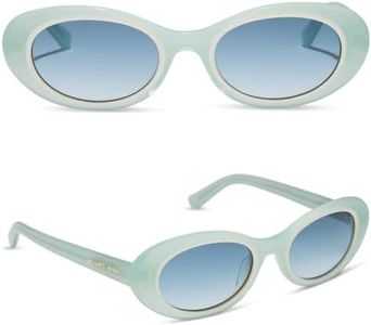 DIFF For Love & Lemons | Sabrina Oval 90s Sunglasses for Women | UV400 Polarized Protection | Pastel Sage + Blue Gradient