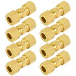 MuHize Brass Compression Union for 1/4 Tubing, Upgraded Compression Tube Fitting, Premium Brass Compression Fittings for Automotive Dependable Brass Unions Ensure Leakproof Connection (8 Pack)