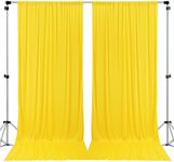 Stookin Yellow 4 feet x 10 feet Polyester Backdrop Drapes Curtains Panels with Rod Pockets - Wedding Ceremony Party Home Window Decorations (4Ft x 10Ft), (2 Panal Set)