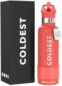The Coldest Sports Water Bottle Vacuum Insulated Stainless Steel Hydro Travel Mug - Ice Cold Up to 36 Hrs/Hot 13 Hrs Double Walled Flask - with Flip Top Lid 2.0 - 621ml (Red)