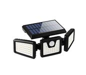 Solar lights outdoor 3 heads, 74 LED solar motion sensor security light, 240° wide lighting angle, IP65 waterproof flood lights for garden, driveway, patio, pathway, garage