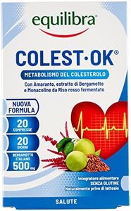 equilibra Integratori Alimentari, Colest Ok, Integratore con Amaranto, Estratto di Bergamotto Italiano e Monacoline da Riso Rosso Fermentato, per il Metabolismo del Colesterolo, 20 Compresse
