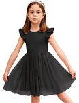 Arshiner Flower Girl Dress Baby Toddlers Tutu Dress Kids Party Dress Bridesmaid Wedding Gown (Black, 6 Years)