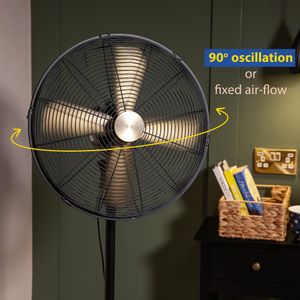 Russell Hobbs 16” Metal Pedestal Fan – Brushed Gold & Black, 3 Speeds, Oscillating