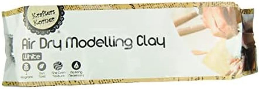 Krafters Korner Modeling Clay 2KG White Long Lasting & Non-Toxic, Air Dry, Great for Kids, Beginners, and Artists