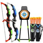 VALYPANOR 2 Pack Bow and Arrow Set for Kids LED Lights Archery Toy Set -Includes 2 Bows 20 Suction Cup Arrows & 2 Quivers & 1 Standing Target Outdoor Toys for Kids Boys & Girls Ages 3-12 Years Old