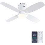 Ohniyou Ceiling Fan with Lights -38'' Modern Low Profile Ceiling Fans with Remote & APP Control - Indoor Outdoor Dimmable Quiet DC Flush Mount Ceiling Fan for Patio Kitchen Dining Room Bedroom