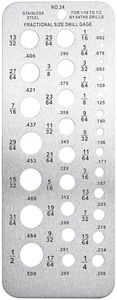 Bolt Dropper Stainless Steel Drill Gauges for 1/16 Inch to 1/2 Inch Size Bits, 17/64-1/2 0.062-0.250 Bolt and Wire Diameter Index Gauge, 29-Hole Use for Accurate Measurement Equivalents (Silver)