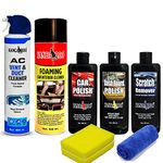 Kangaroo® Car Care Kit (Car Polish + Dashboard Polish + Scratch Remover) 200 ML Each with Foaming Car Interior Cleaner Spray 500 ML and Car AC Vent & Duct Cleaner 400 ml