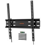 TV Wall Bracket Mount for 26-60 Inch LED LCD OLED Flat & Curved TVs WHYFONE Low Profile Tilt TV Wall Mount up to 45kg, Ultra Slim TV Bracket Max. VESA 400x400mm, Bubble Level and Cable Ties Included