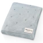 Bleu La La Organic Pointelle Receiving Swaddle Blanket for Boys - 100% Luxury Organic Soft Cotton Knit Warm Cozy Cuddle Stroller Crib Blanket for Newborns Infants & Toddlers (Powder Blue)